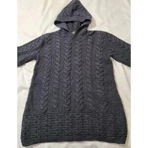 Rare Inis Crafts 100% Irish Wool Fisherman’s Sweater WITH Hoodie RARE Sz L